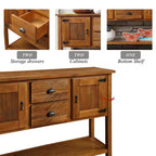 Aparador consola de madera maciza de 46", gabinete buffet/servidor de almacenamiento retro para comedor con 2 cajones, gabinetes y estante inferior - Marrón