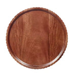 Mesa auxiliar redonda con pedestal Thalass 22 de madera de mango, nogal