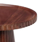 Mesa auxiliar redonda con pedestal Thalass 22 de madera de mango, nogal
