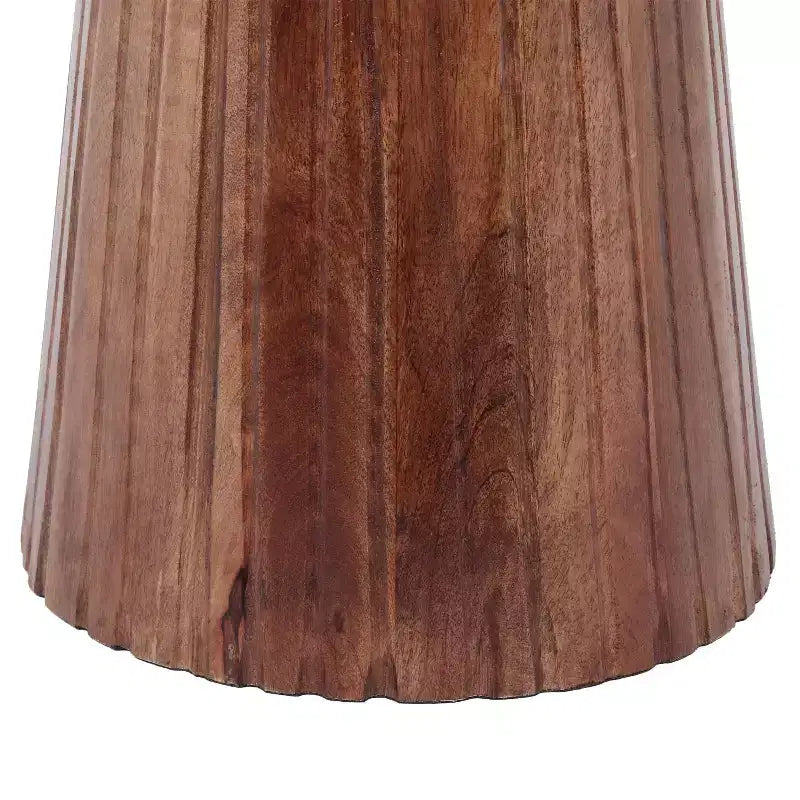 Mesa auxiliar redonda con pedestal Thalass 22 de madera de mango, nogal
