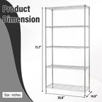 Estantería de alambre de 5 niveles, garaje, estante de alambre NSF con estantes ajustables y amplio almacenamiento, capacidad de 1250 libras