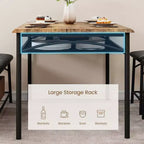 Mesa de Comedor para 4 con Banco/Taburetes, Mesa de Cocina con Estantes de Almacenamiento, Mesa de Comedor con Cojín de PU, Muebles de Comedor