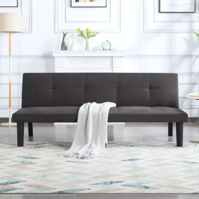 62.99 Sofá cama futón convertible de piel sintética con respaldo ajustable en 5 posiciones