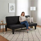 62.99 Sofá cama futón convertible de piel sintética con respaldo ajustable en 5 posiciones