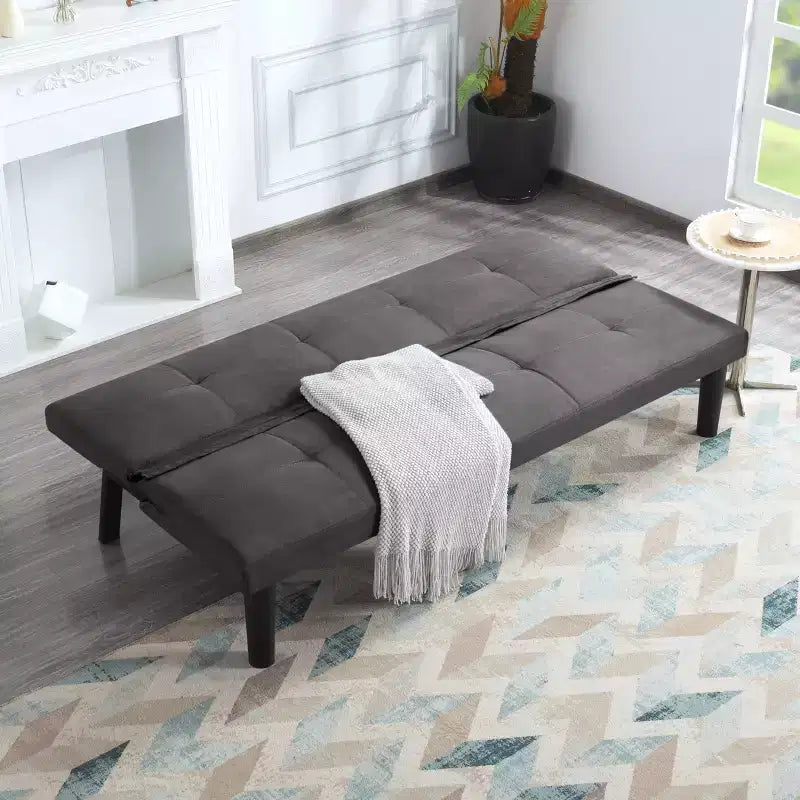 62.99 Sofá cama futón convertible de piel sintética con respaldo ajustable en 5 posiciones