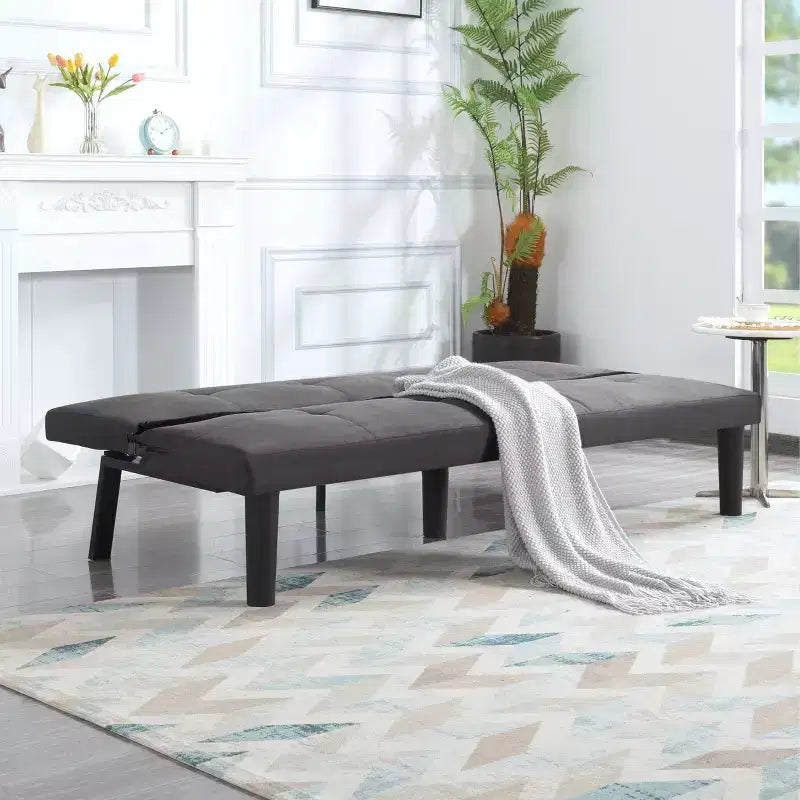 62.99 Sofá cama futón convertible de piel sintética con respaldo ajustable en 5 posiciones