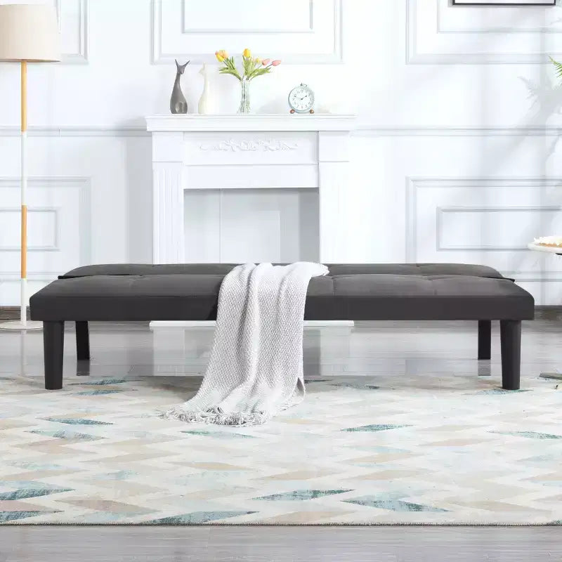 62.99 Sofá cama futón convertible de piel sintética con respaldo ajustable en 5 posiciones
