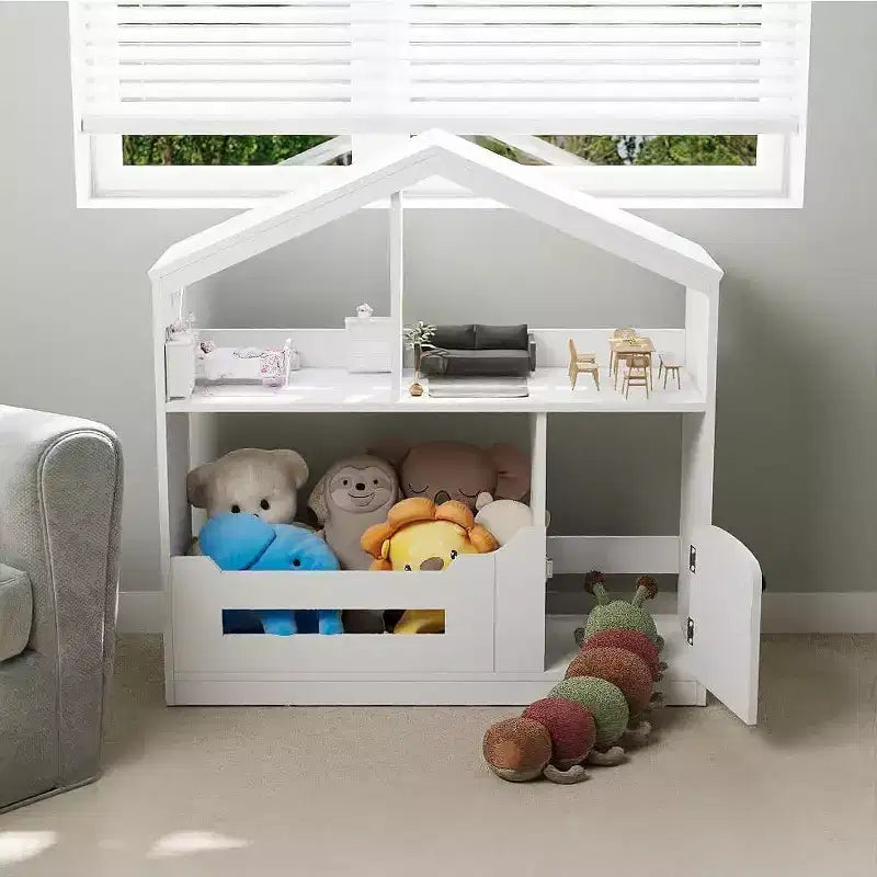Estantería para niños, organizador de almacenamiento de juguetes, librería de madera para niños pequeños con luz con sensor de movimiento para niños