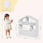 Estantería para niños, organizador de almacenamiento de juguetes, librería de madera para niños pequeños con luz con sensor de movimiento para niños