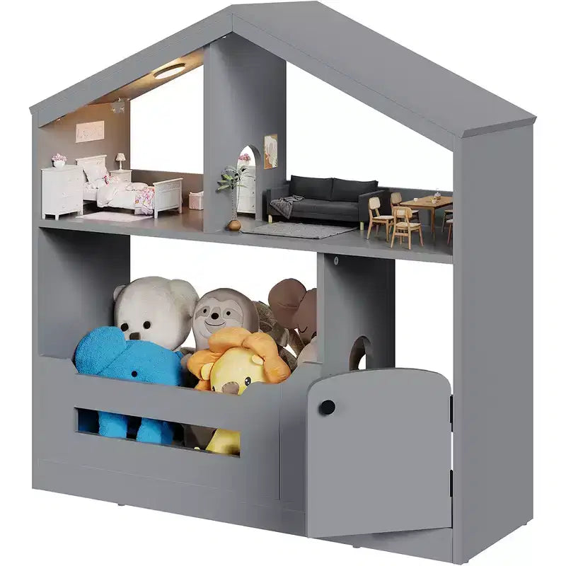 Kids Bookshelf, Toy Storage Organizer, Wooden Toddler Bookcase w/Motion Sensor Light for Kids