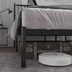 Armazón de cama de hierro negro con espigas de trigo, diseño silencioso de cierre de goma, 12 espacios de almacenamiento debajo de la cama, estilo moderno y sencillo.