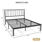 Armazón de cama de hierro negro con espigas de trigo, diseño silencioso de cierre de goma, 12 espacios de almacenamiento debajo de la cama, estilo moderno y sencillo.
