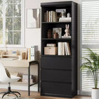 Estantería de 70 Pulgadas con Cajones - Librero Alto, Estilo Rústico, Estanterías de Madera Profundas, para Sala de Estar, Estudio, Cocina, Oficina en Casa