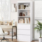 Estantería de 70 Pulgadas con Cajones - Librero Alto, Estilo Rústico, Estanterías de Madera Profundas, para Sala de Estar, Estudio, Cocina, Oficina en Casa