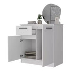 Okak Cómoda de 2 puertas y 1 cajón, amplio almacenamiento con compartimento de 2 puertas y cajón para objetos pequeños, fácil de limpiar, elegantes tiradores para dormitorio
