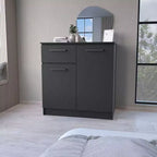 Okak Cómoda de 2 puertas y 1 cajón, amplio almacenamiento con compartimento de 2 puertas y cajón para objetos pequeños, fácil de limpiar, elegantes tiradores para dormitorio