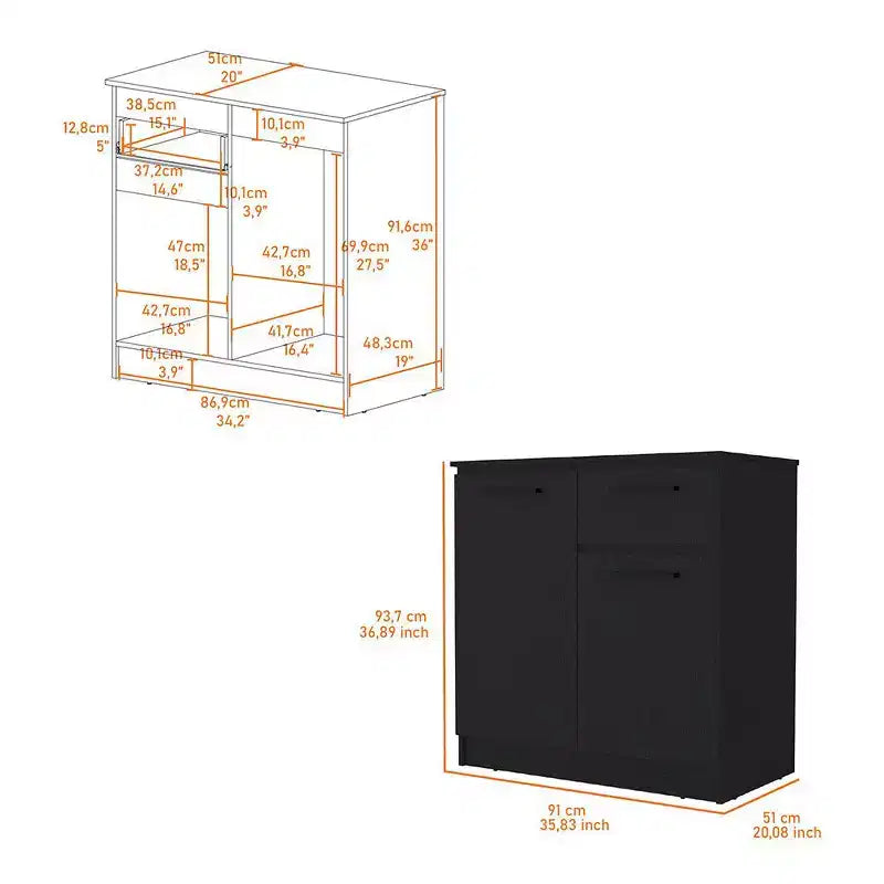 Okak Cómoda de 2 puertas y 1 cajón, amplio almacenamiento con compartimento de 2 puertas y cajón para objetos pequeños, fácil de limpiar, elegantes tiradores para dormitorio