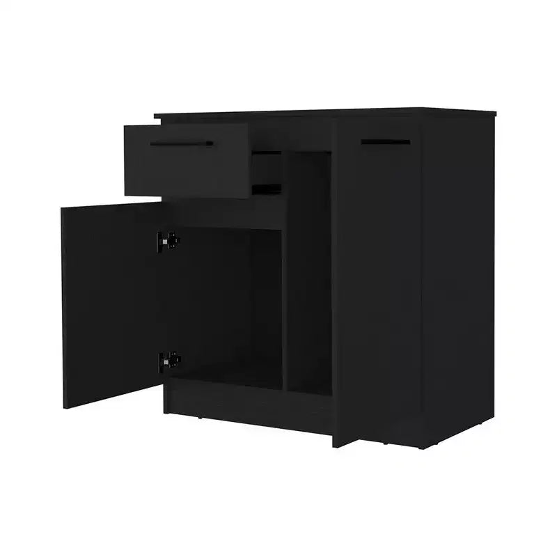 Okak Cómoda de 2 puertas y 1 cajón, amplio almacenamiento con compartimento de 2 puertas y cajón para objetos pequeños, fácil de limpiar, elegantes tiradores para dormitorio