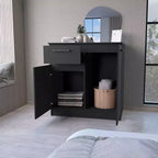Okak Cómoda de 2 puertas y 1 cajón, amplio almacenamiento con compartimento de 2 puertas y cajón para objetos pequeños, fácil de limpiar, elegantes tiradores para dormitorio