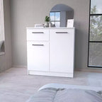 Okak Cómoda de 2 puertas y 1 cajón, amplio almacenamiento con compartimento de 2 puertas y cajón para objetos pequeños, fácil de limpiar, elegantes tiradores para dormitorio