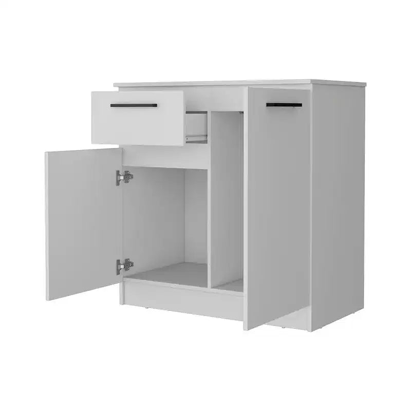 Okak Cómoda de 2 puertas y 1 cajón, amplio almacenamiento con compartimento de 2 puertas y cajón para objetos pequeños, fácil de limpiar, elegantes tiradores para dormitorio