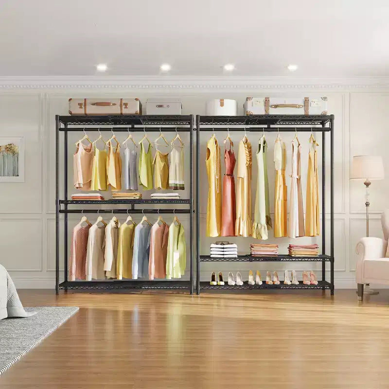 Perchero expandible X1 ajustable de 0,6 a 1,04 m con estantes y barras para colgar flexibles, estantes para ropa, armario portátil, estantes para ropa
