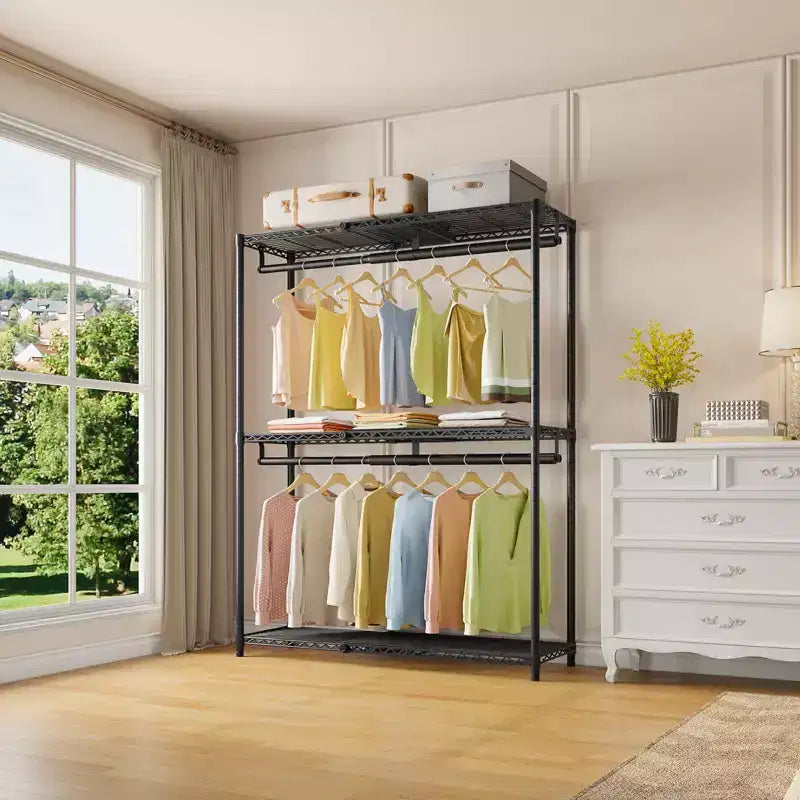 Perchero expandible X1 ajustable de 0,6 a 1,04 m con estantes y barras para colgar flexibles, estantes para ropa, armario portátil, estantes para ropa
