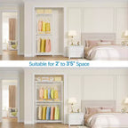 Perchero expandible X1 ajustable de 0,6 a 1,04 m con estantes y barras para colgar flexibles, estantes para ropa, armario portátil, estantes para ropa