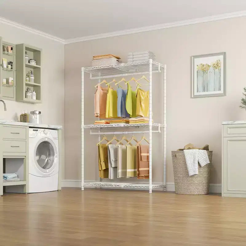 Perchero expandible X1 ajustable de 0,6 a 1,04 m con estantes y barras para colgar flexibles, estantes para ropa, armario portátil, estantes para ropa