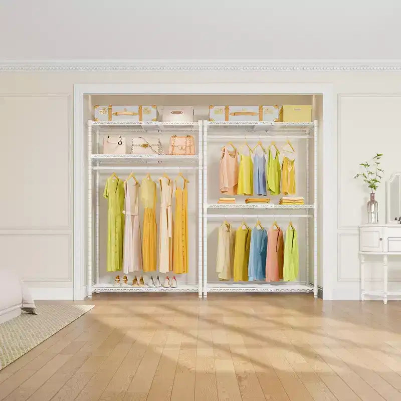 Perchero expandible X1 ajustable de 0,6 a 1,04 m con estantes y barras para colgar flexibles, estantes para ropa, armario portátil, estantes para ropa
