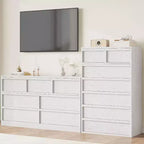 Cómoda alta de madera natural moderna con cajones grandes de almacenamiento, elegante organizador de tocador para dormitorio o sala de estar