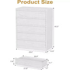 Cómoda alta de madera natural moderna con cajones grandes de almacenamiento, elegante organizador de tocador para dormitorio o sala de estar