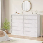 Cómoda alta de madera natural moderna con cajones grandes de almacenamiento, elegante organizador de tocador para dormitorio o sala de estar