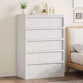 Modern Natural Wood Tall Chest with Large Storage Drawers, Sleek Bedroom Dresser Organizer for Living Room