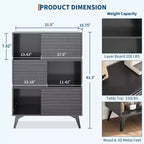 Vitrina de almacenamiento de 3 niveles de estilo moderno de mediados de siglo con puertas, aparador auxiliar de madera con patas resistentes para sala de estar