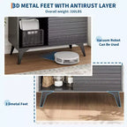Vitrina de almacenamiento de 3 niveles de estilo moderno de mediados de siglo con puertas, aparador auxiliar de madera con patas resistentes para sala de estar