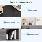 Vitrina de almacenamiento de 3 niveles de estilo moderno de mediados de siglo con puertas, aparador auxiliar de madera con patas resistentes para sala de estar