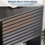 Vitrina de almacenamiento de 3 niveles de estilo moderno de mediados de siglo con puertas, aparador auxiliar de madera con patas resistentes para sala de estar