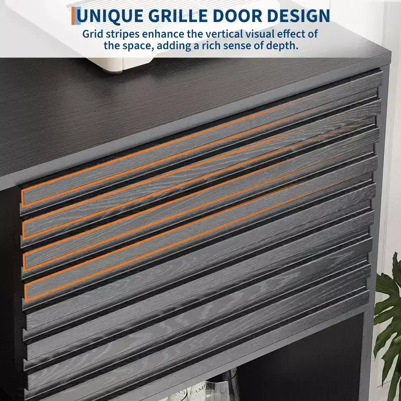 Vitrina de almacenamiento de 3 niveles de estilo moderno de mediados de siglo con puertas, aparador auxiliar de madera con patas resistentes para sala de estar