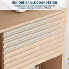 Vitrina de almacenamiento de 3 niveles de estilo moderno de mediados de siglo con puertas, aparador auxiliar de madera con patas resistentes para sala de estar