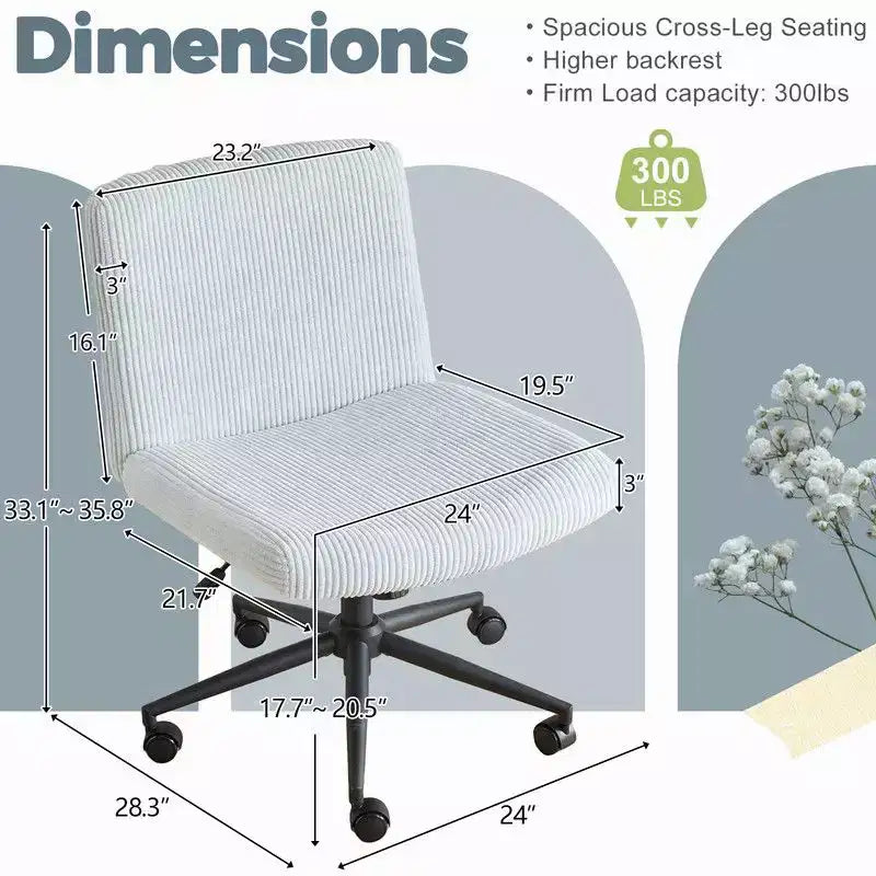 Sillón de oficina giratorio para maquillaje de 24.02 pulgadas
