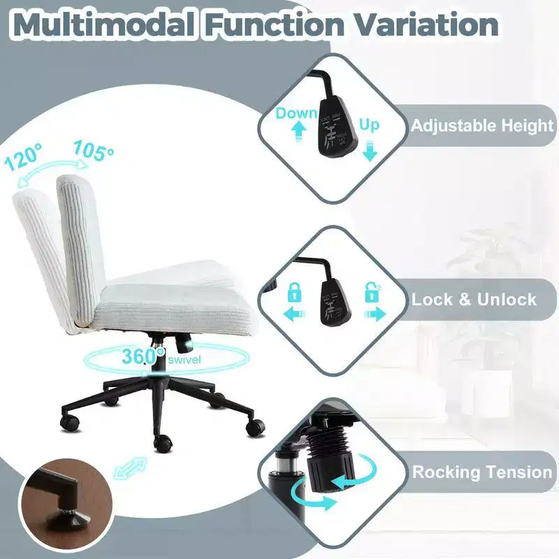Sillón de oficina giratorio para maquillaje de 24.02 pulgadas
