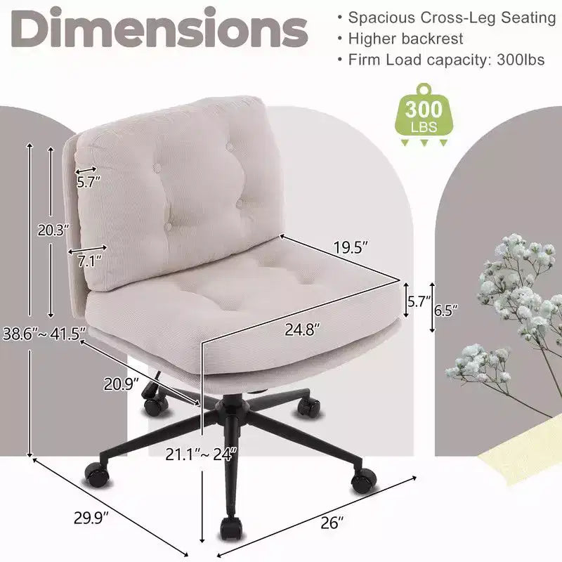 Sillón de oficina giratorio para maquillaje de 24.02 pulgadas