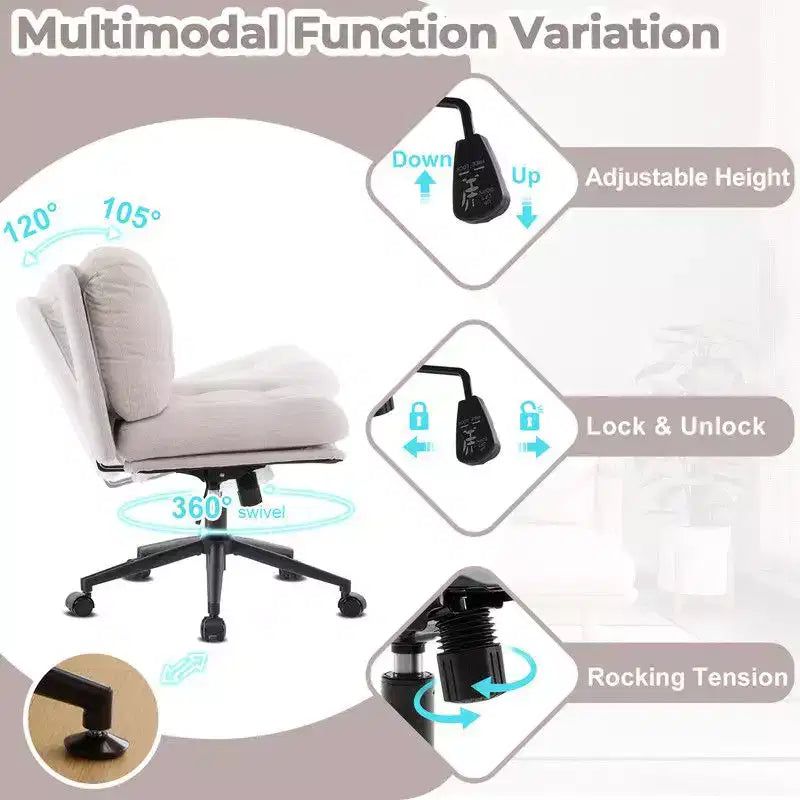 Sillón de oficina giratorio para maquillaje de 24.02 pulgadas