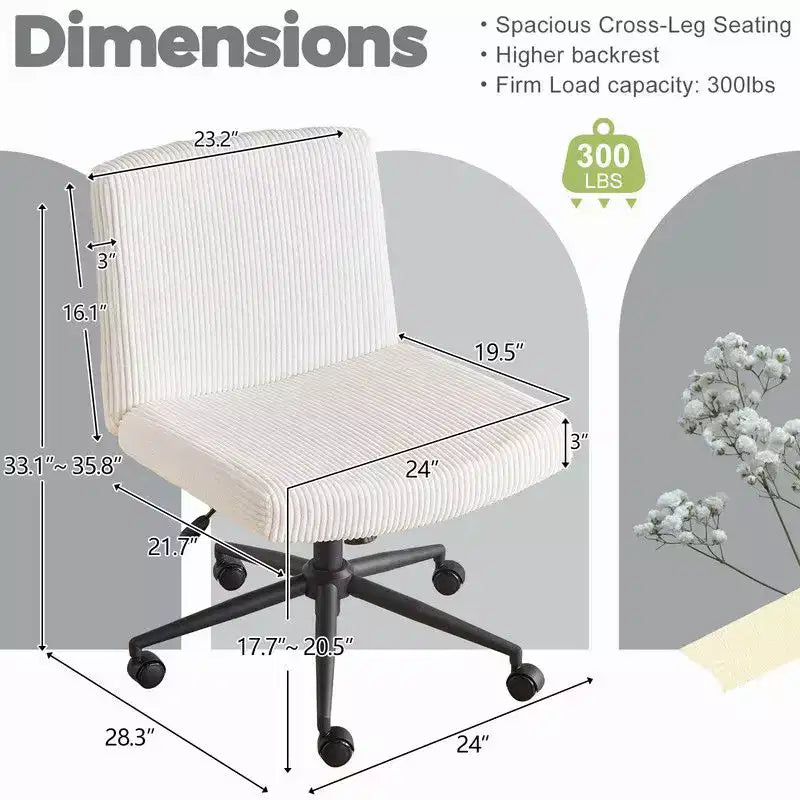 Sillón de oficina giratorio para maquillaje de 24.02 pulgadas