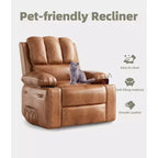 Sillones Reclinables Extra Grandes con Calefacción y Masaje - Sillón Reclinable Perezoso Giratorio 360° para Adultos - Sillón Mecedora Manual con Portavasos para Salas de Estar