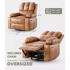 Sillones Reclinables Extra Grandes con Calefacción y Masaje - Sillón Reclinable Perezoso Giratorio 360° para Adultos - Sillón Mecedora Manual con Portavasos para Salas de Estar