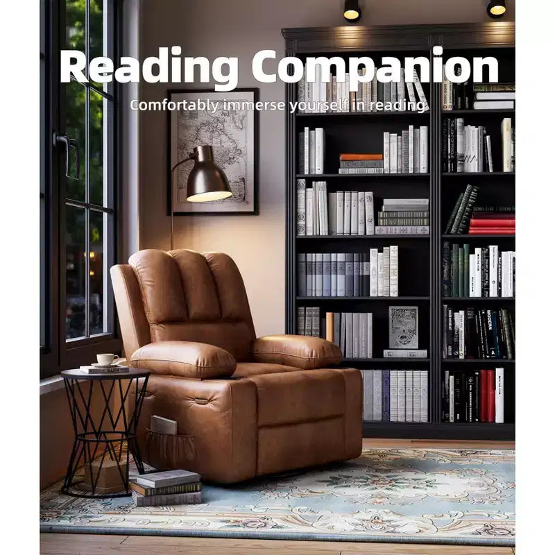 Sillones Reclinables Extra Grandes con Calefacción y Masaje - Sillón Reclinable Perezoso Giratorio 360° para Adultos - Sillón Mecedora Manual con Portavasos para Salas de Estar