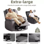 Sillones Reclinables Extra Grandes con Calefacción y Masaje - Sillón Reclinable Perezoso Giratorio 360° para Adultos - Sillón Mecedora Manual con Portavasos para Salas de Estar