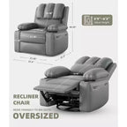 Sillones Reclinables Extra Grandes con Calefacción y Masaje - Sillón Reclinable Perezoso Giratorio 360° para Adultos - Sillón Mecedora Manual con Portavasos para Salas de Estar